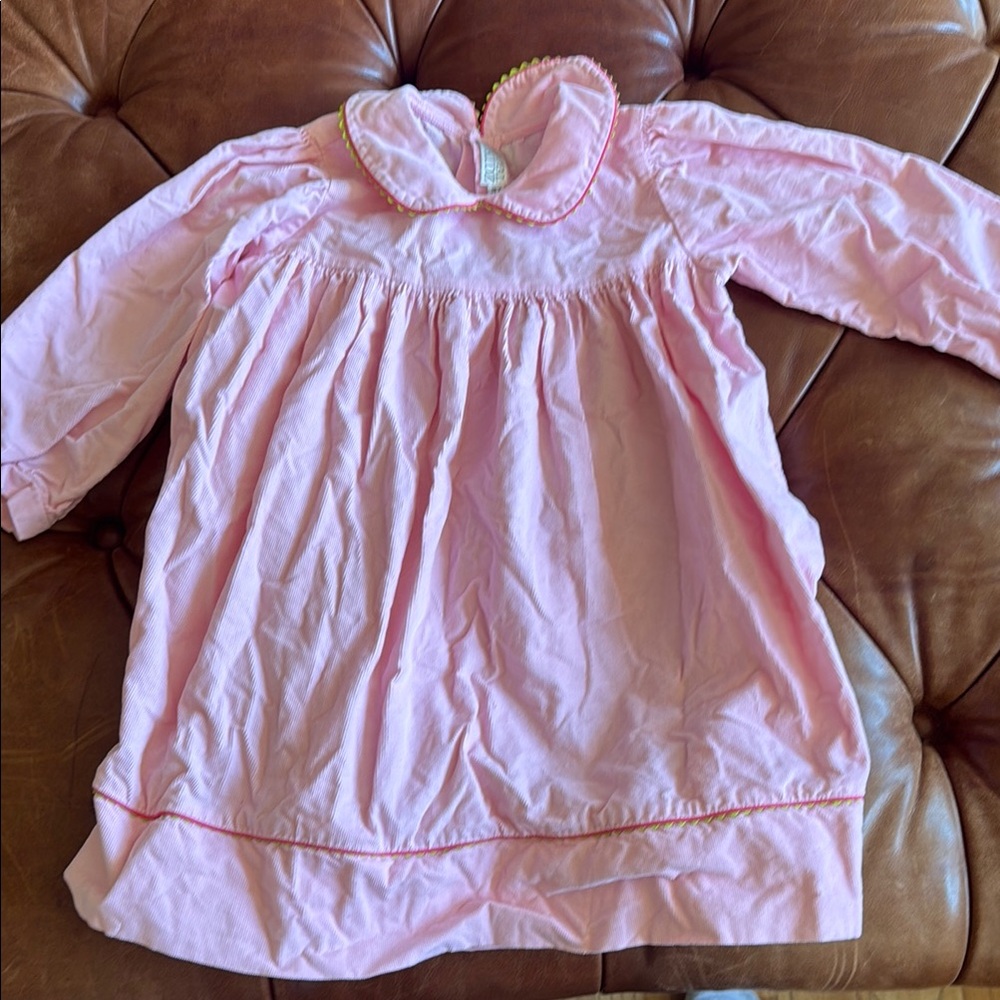 Pink Long-Sleeve Dress with Peter Pan Collar